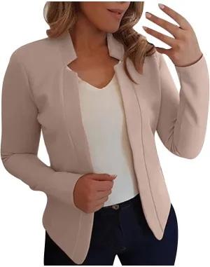 hlysgo Womens Business Casual Blazers 2025 Fall Long Sleeve Notch Cardigans Open Front Work Office Cropped Blazer Jackets