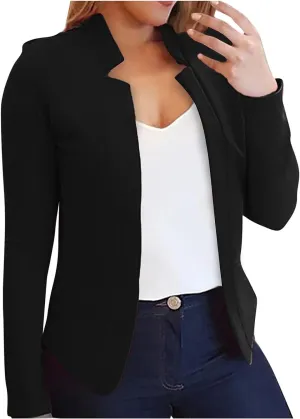 hlysgo Womens Business Casual Blazers 2025 Fall Long Sleeve Notch Cardigans Open Front Work Office Cropped Blazer Jackets