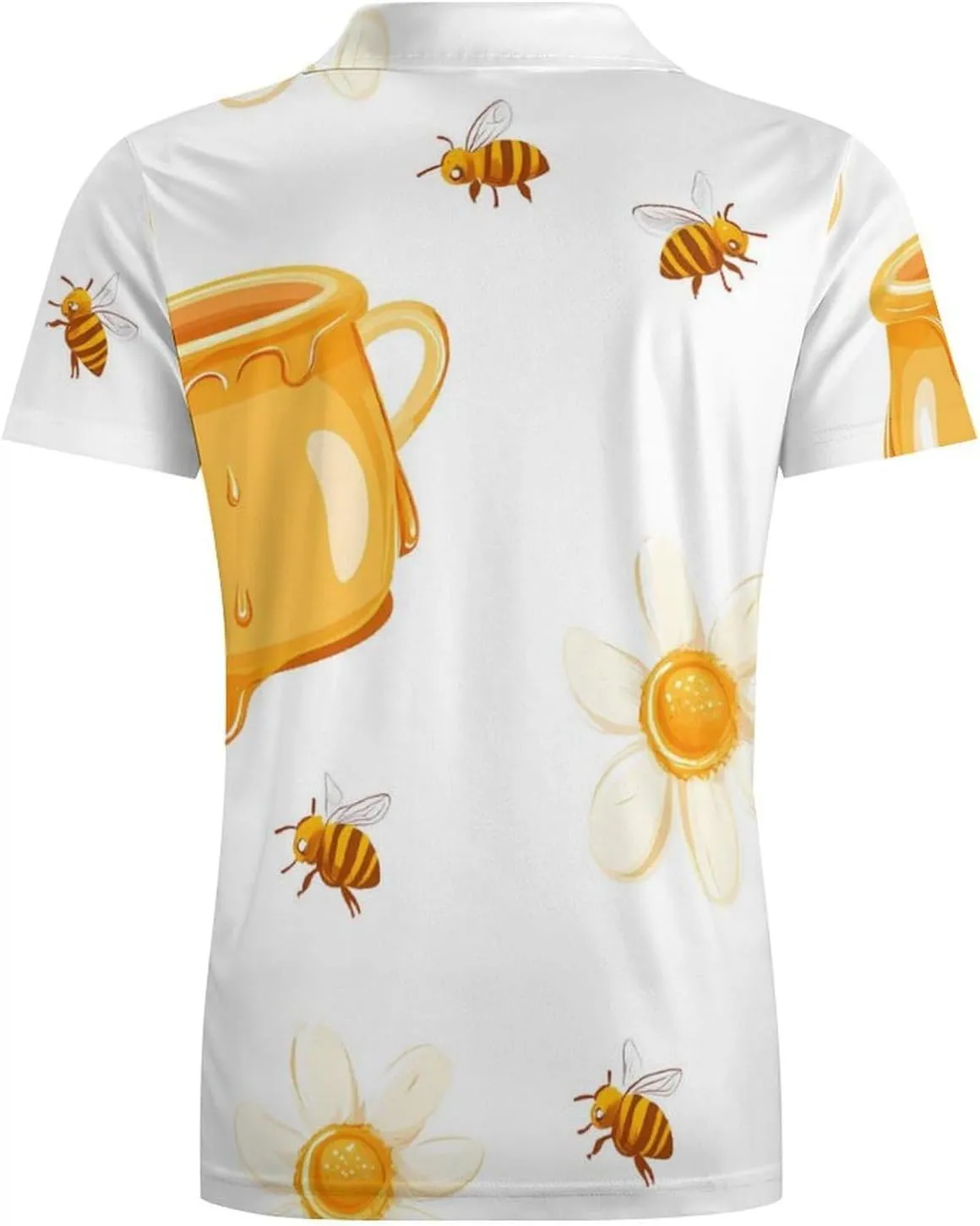 Honey Bees Daisy Flowers Men's Polo-Shirt Regular-Fit Short Sleeve Sports Quick Dry Golf Tennis T-Shirt