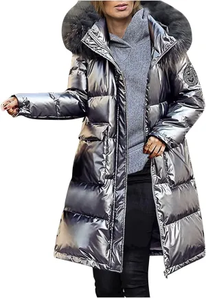 Hooded Cotton-padded Women Pocket Jackets Outerwear Fashion Long Coats Women's Coat Zip Hoodies for Women