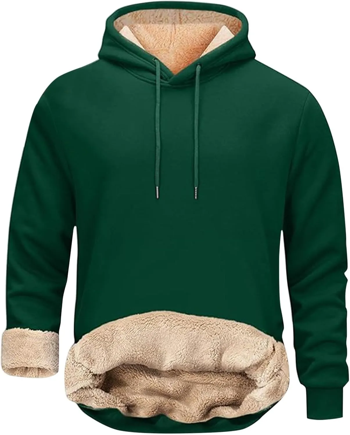 Hoodies for Men Thick Fleece Sherpa Lined Warm Thick Winter Heavyweight Sweatshirt Fashion Windproof Thermal Jacket