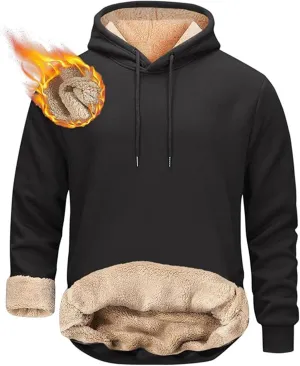 Hoodies for Men Thick Fleece Sherpa Lined Warm Thick Winter Heavyweight Sweatshirt Fashion Windproof Thermal Jacket
