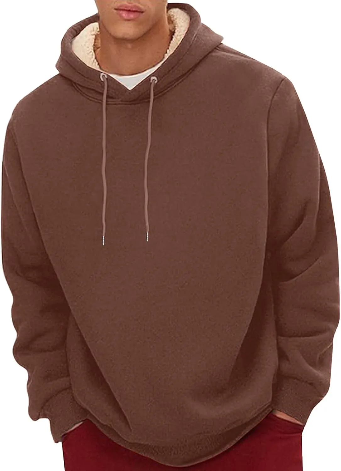 Hoodies for Men Thick Fleece Sherpa Lined Warm Thick Winter Heavyweight Sweatshirt Fashion Windproof Thermal Jacket
