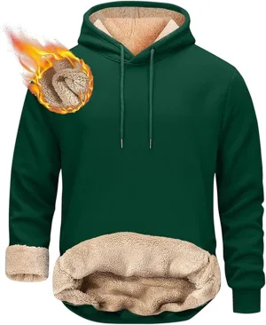 Hoodies for Men Thick Fleece Sherpa Lined Warm Thick Winter Heavyweight Sweatshirt Fashion Windproof Thermal Jacket