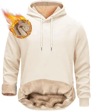 Hoodies for Men Thick Fleece Sherpa Lined Warm Thick Winter Heavyweight Sweatshirt Fashion Windproof Thermal Jacket