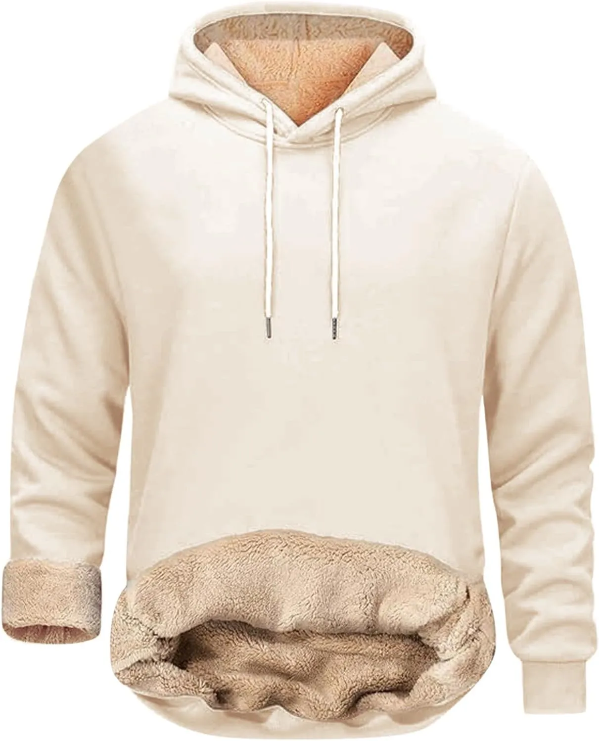 Hoodies for Men Thick Fleece Sherpa Lined Warm Thick Winter Heavyweight Sweatshirt Fashion Windproof Thermal Jacket