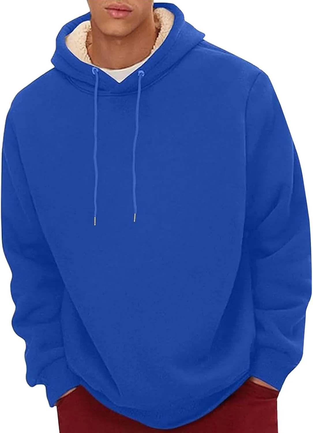 Hoodies for Men Thick Fleece Sherpa Lined Warm Thick Winter Heavyweight Sweatshirt Fashion Windproof Thermal Jacket