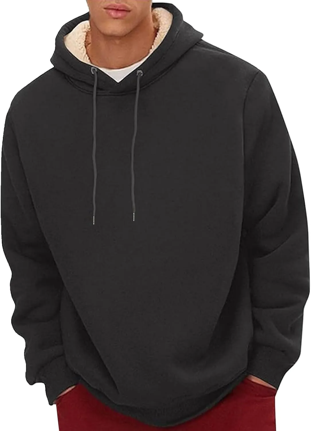 Hoodies for Men Thick Fleece Sherpa Lined Warm Thick Winter Heavyweight Sweatshirt Fashion Windproof Thermal Jacket