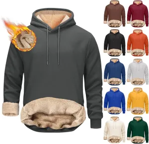 Hoodies for Men Thick Fleece Sherpa Lined Warm Thick Winter Heavyweight Sweatshirt Fashion Windproof Thermal Jacket