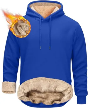 Hoodies for Men Thick Fleece Sherpa Lined Warm Thick Winter Heavyweight Sweatshirt Fashion Windproof Thermal Jacket
