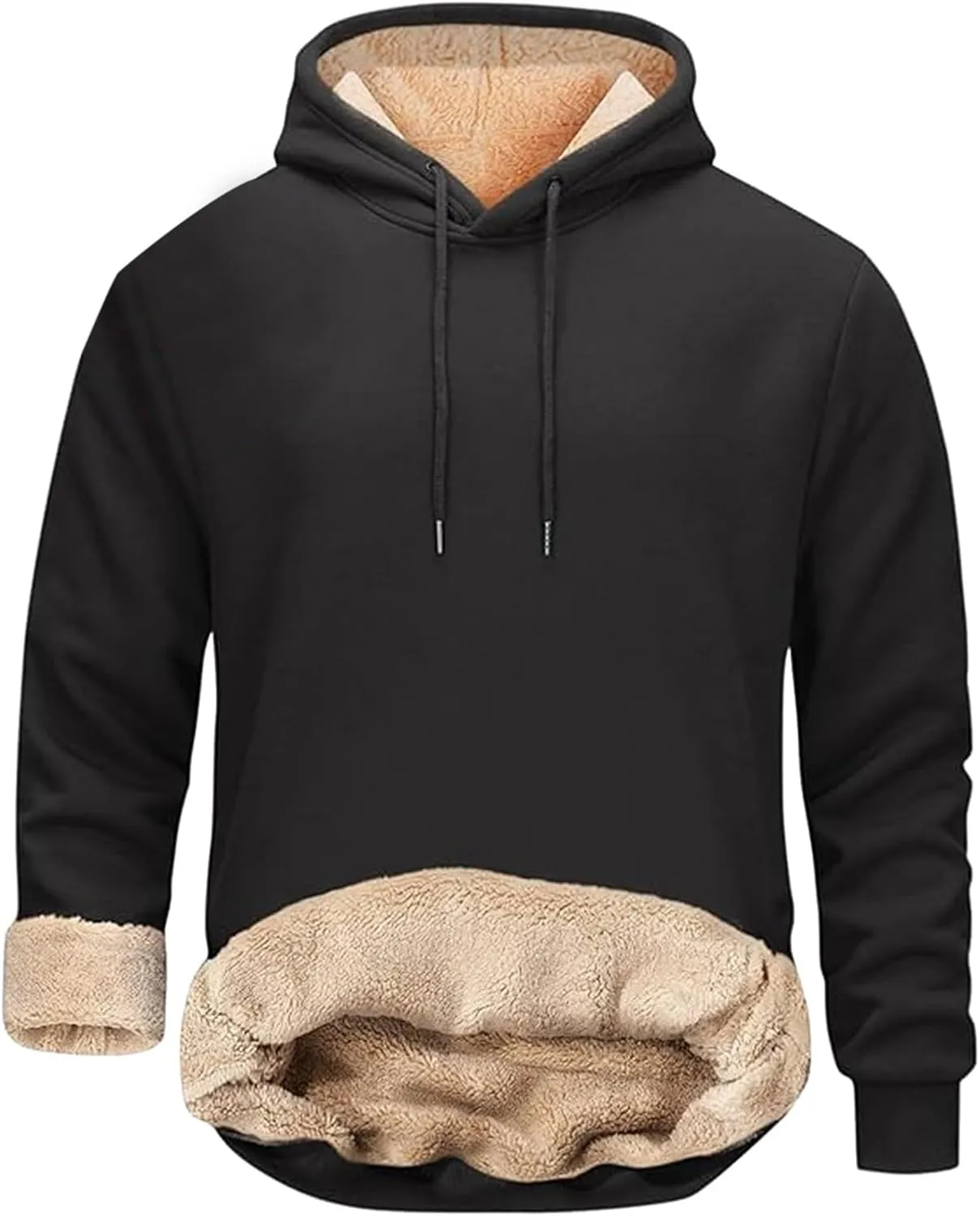 Hoodies for Men Thick Fleece Sherpa Lined Warm Thick Winter Heavyweight Sweatshirt Fashion Windproof Thermal Jacket