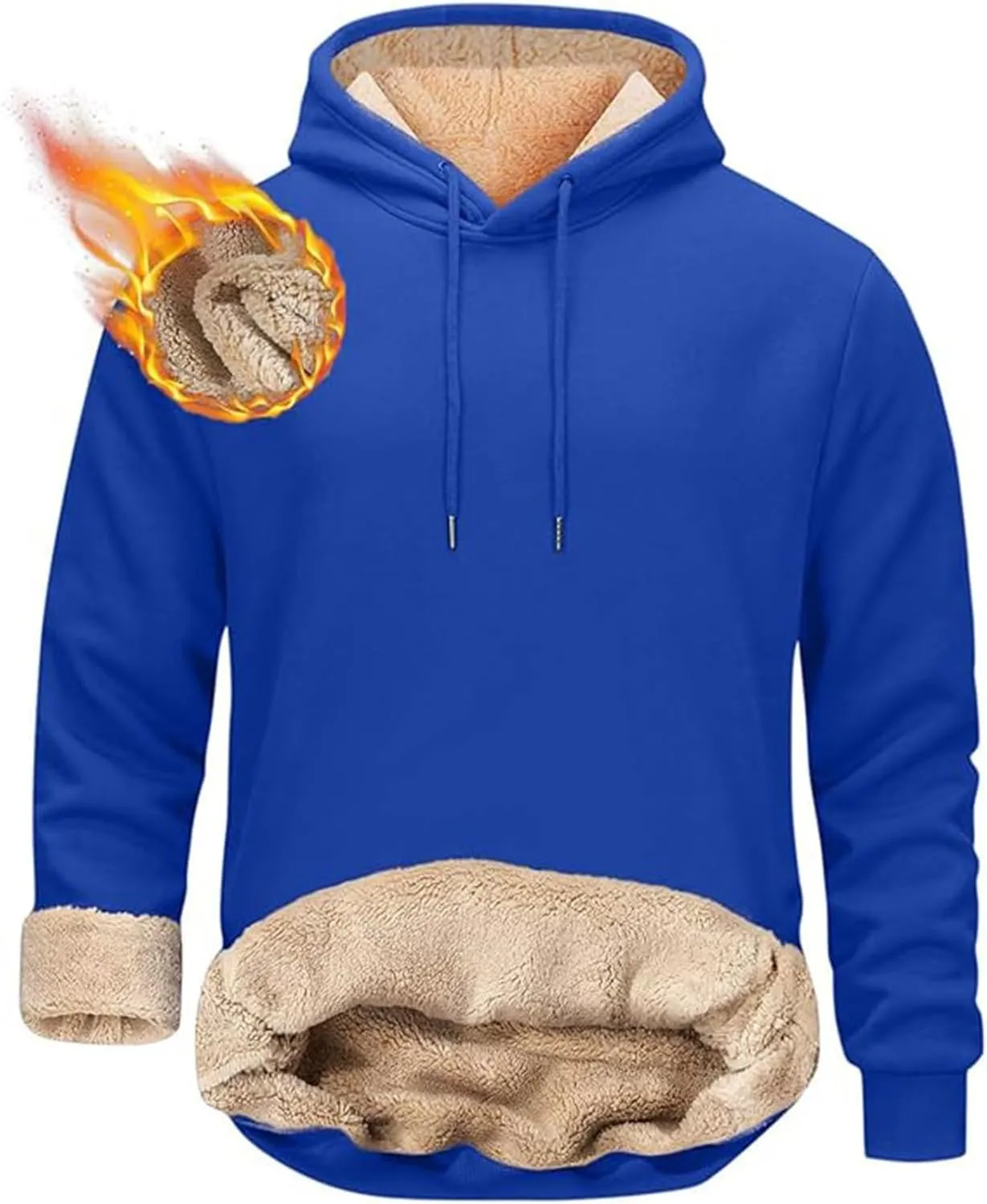 Hoodies for Men Thick Fleece Sherpa Lined Warm Thick Winter Heavyweight Sweatshirt Fashion Windproof Thermal Jacket