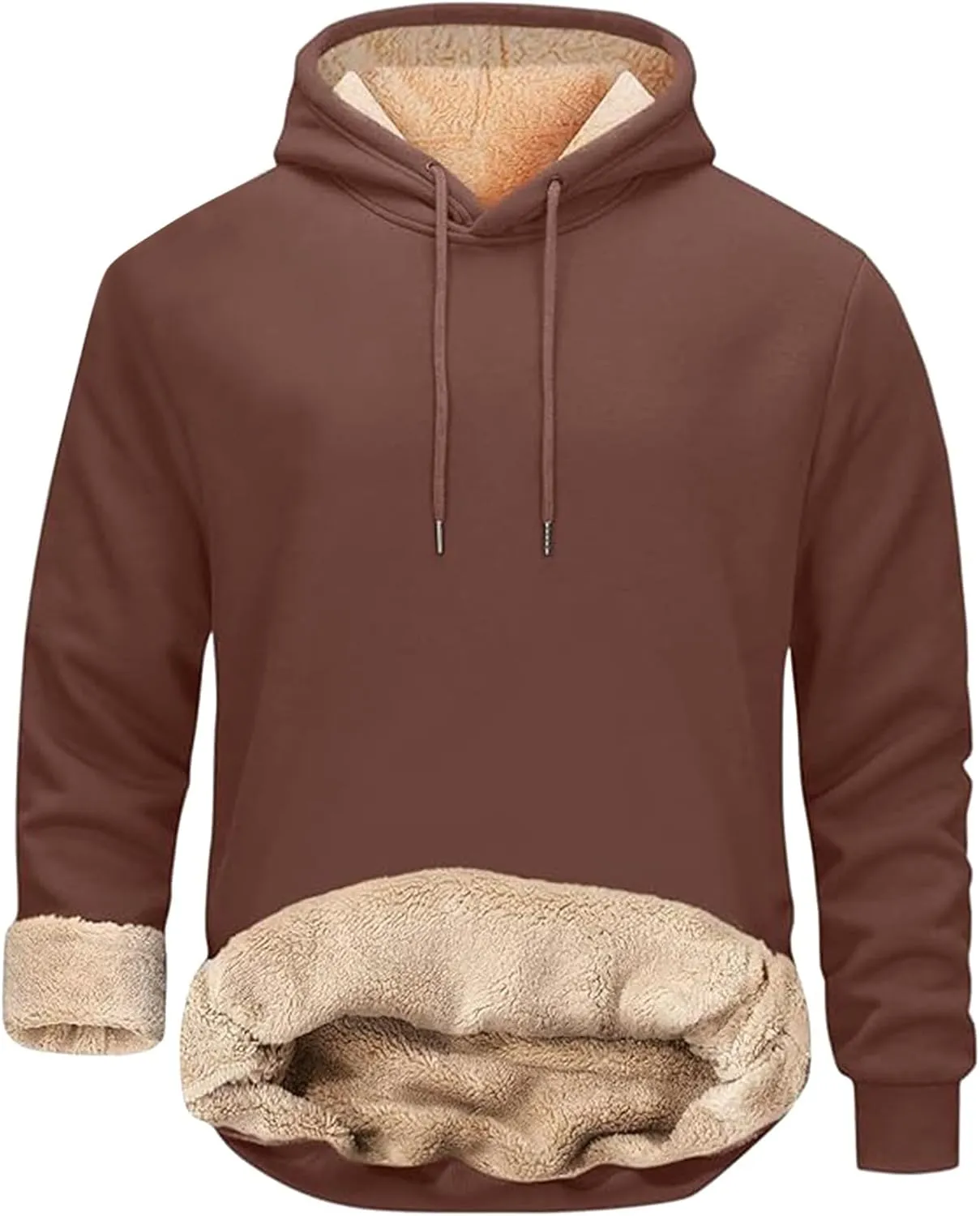 Hoodies for Men Thick Fleece Sherpa Lined Warm Thick Winter Heavyweight Sweatshirt Fashion Windproof Thermal Jacket