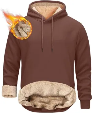 Hoodies for Men Thick Fleece Sherpa Lined Warm Thick Winter Heavyweight Sweatshirt Fashion Windproof Thermal Jacket