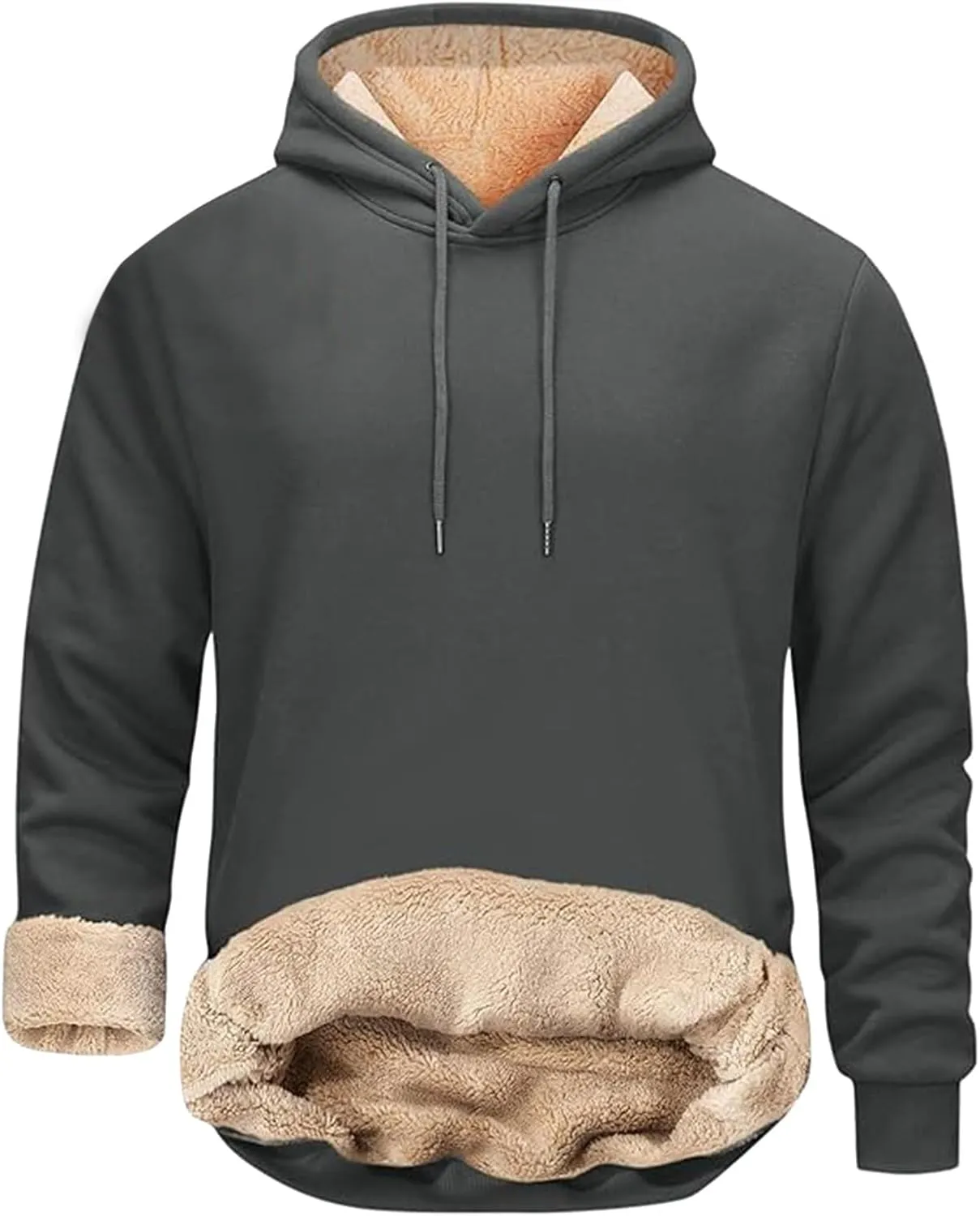 Hoodies for Men Thick Fleece Sherpa Lined Warm Thick Winter Heavyweight Sweatshirt Fashion Windproof Thermal Jacket