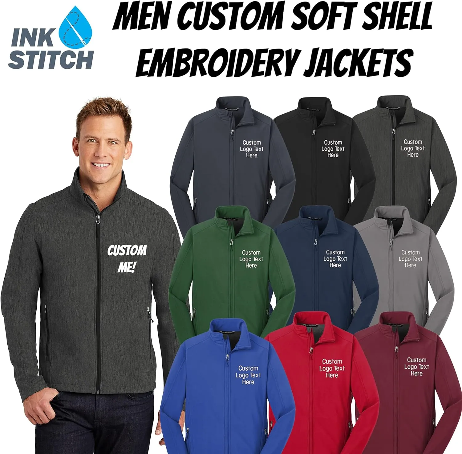 INK STITCH Men J317 Custom Stitching Embroidery Core Soft Jackets - Multicolors