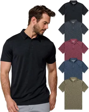 INTO THE AM Performance Dri Fit Polo Shirts for Men S-4XL - Quick Dry Moisture Wicking Athletic Sport Collar Work Shirts