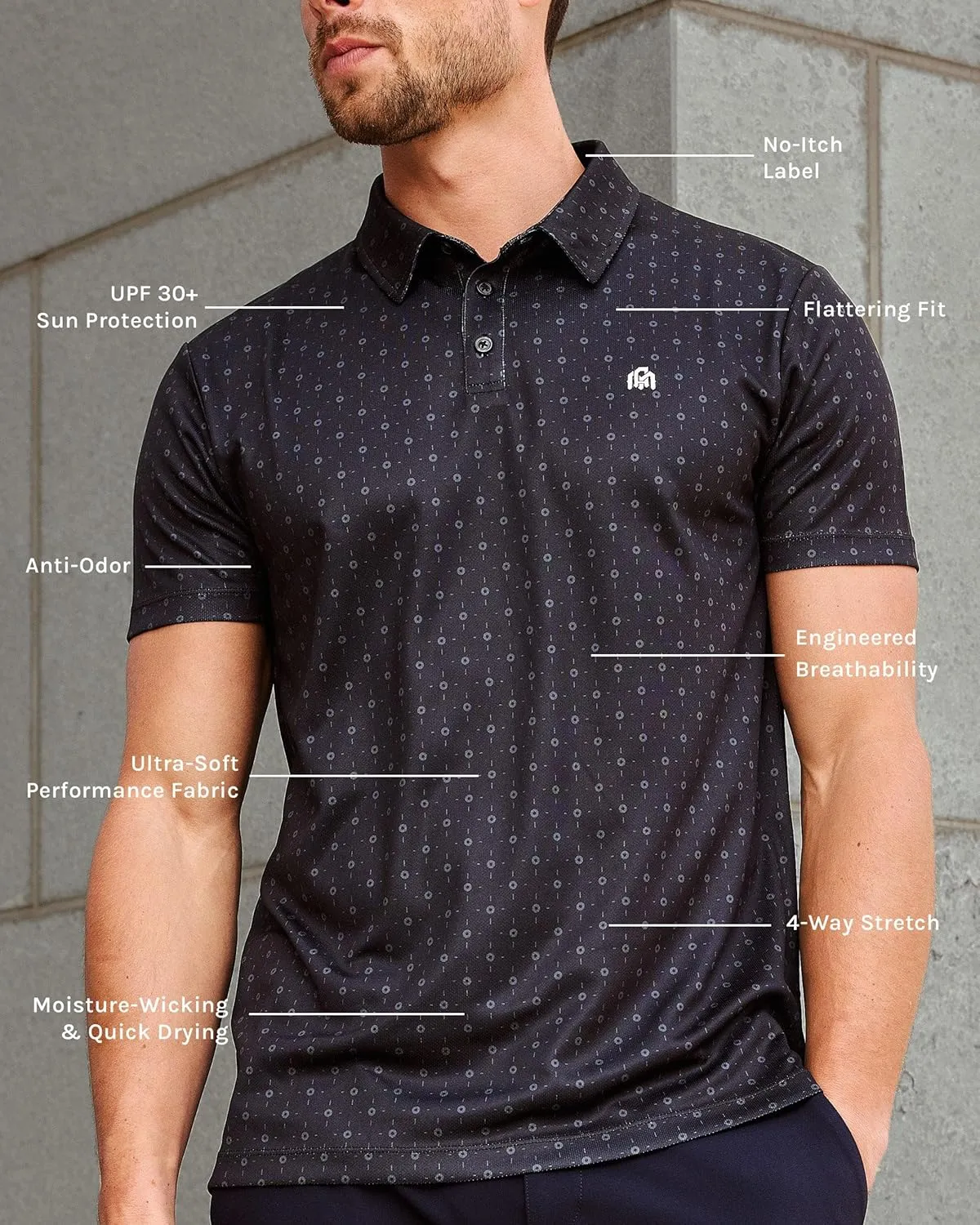 INTO THE AM Performance Dri Fit Polo Shirts for Men S-4XL - Quick Dry Moisture Wicking Athletic Sport Collar Work Shirts