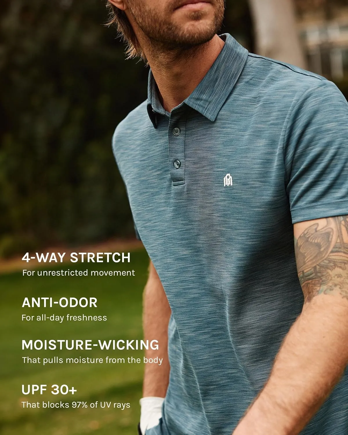 INTO THE AM Performance Dri Fit Polo Shirts for Men S-4XL - Quick Dry Moisture Wicking Athletic Sport Collar Work Shirts