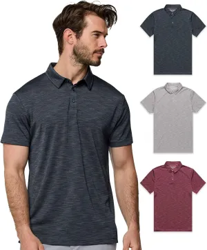 INTO THE AM Performance Dri Fit Polo Shirts for Men S-4XL - Quick Dry Moisture Wicking Athletic Sport Collar Work Shirts