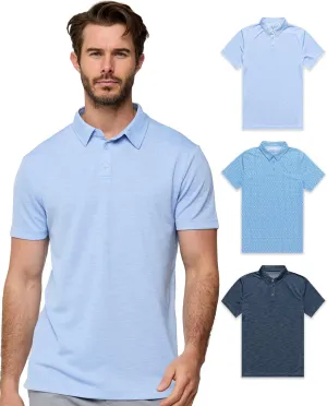INTO THE AM Performance Dri Fit Polo Shirts for Men S-4XL - Quick Dry Moisture Wicking Athletic Sport Collar Work Shirts