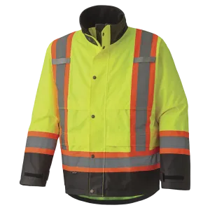 Jacket - Pioneer Hi-Viz Waterproof Safety Jacket 300D Ripstop PU Coated Poly Lined, 5401