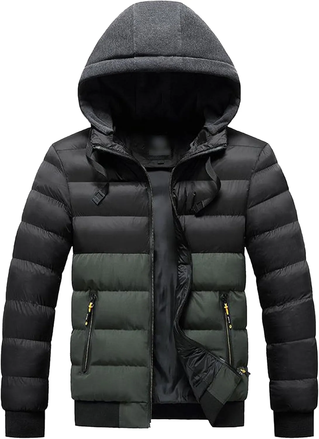 JEsilunmaMY Men's Casual Puffer Jacket with Removable Hood Winter Parka Cotton Down Coats Windproof Thermal Padded Jacket