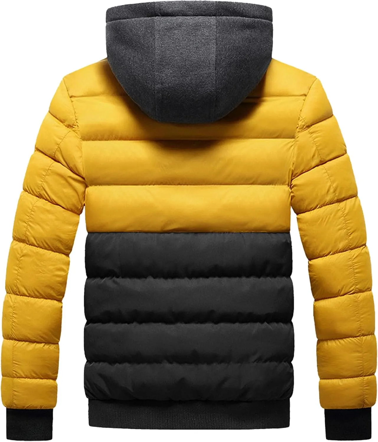 JEsilunmaMY Men's Casual Puffer Jacket with Removable Hood Winter Parka Cotton Down Coats Windproof Thermal Padded Jacket