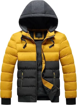 JEsilunmaMY Men's Casual Puffer Jacket with Removable Hood Winter Parka Cotton Down Coats Windproof Thermal Padded Jacket