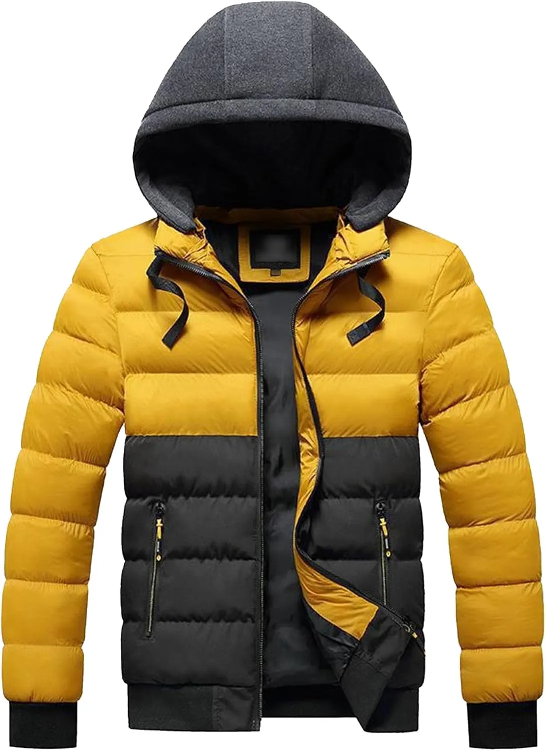 JEsilunmaMY Men's Casual Puffer Jacket with Removable Hood Winter Parka Cotton Down Coats Windproof Thermal Padded Jacket