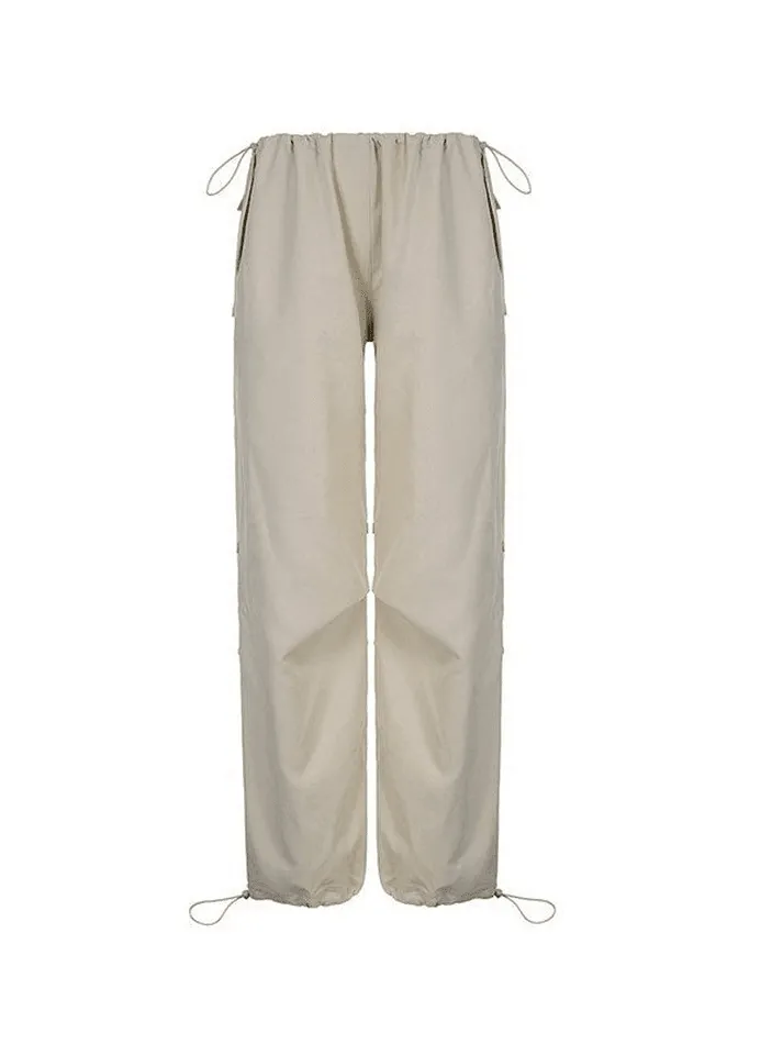 Joskaa Drawstring Low Waist Baggy Cargo Pants