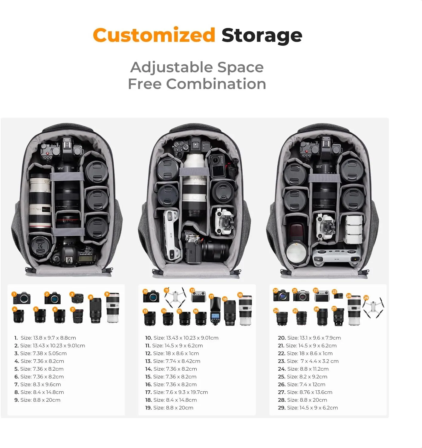 K&F Concept Camera Backpack,Hardshell Photography DSLR Camera Bag with 15-15.6 Inch Laptop Compartment Waterproof Hard Shell Camera Case Compatible for Canon/Nikon/Sony/DJI Mavic Drone