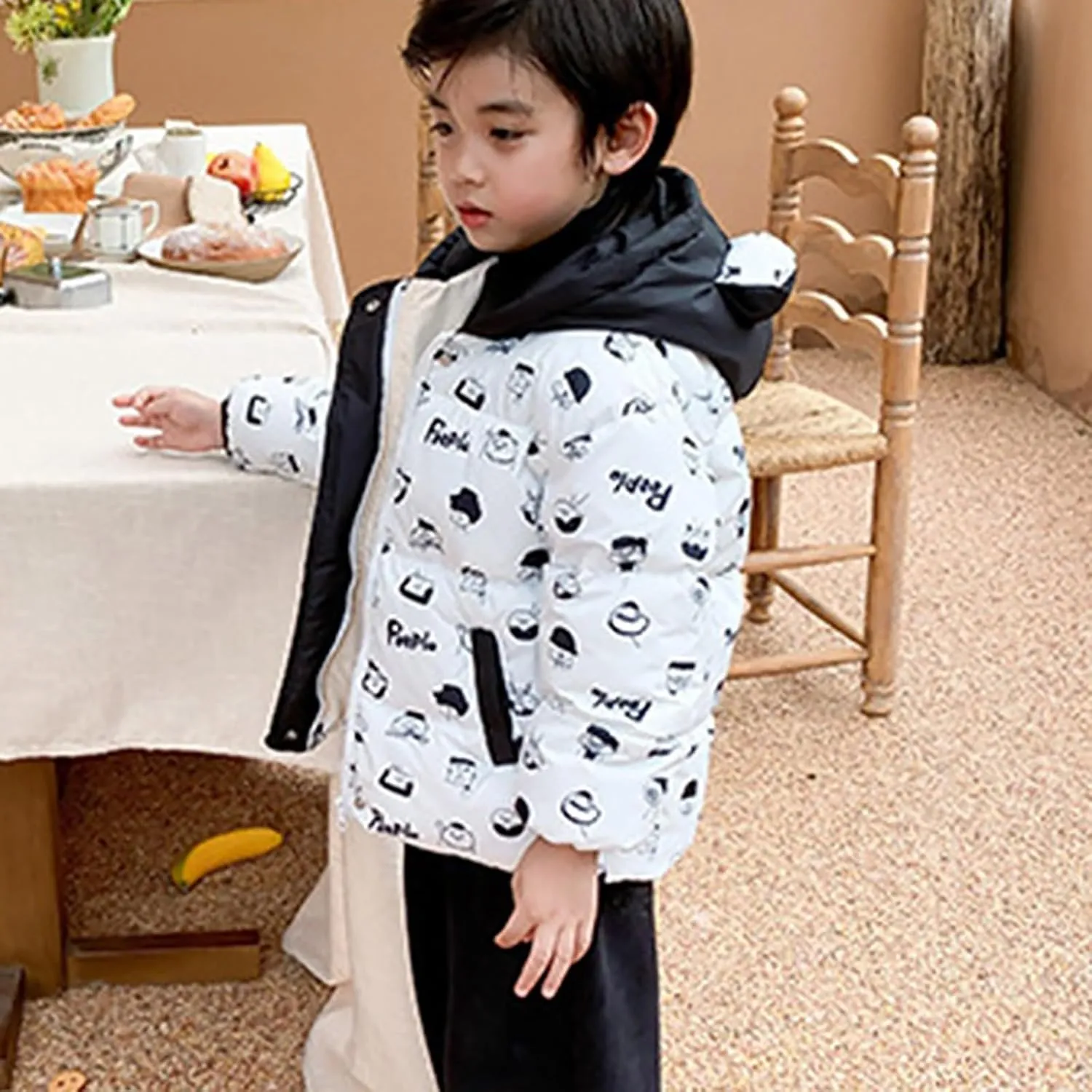 Kids Toddler Baby Girls Boys Winter Warm Thick Solid Cotton Long Sleeve Padded Jacket Coat Jacket for Kids 4