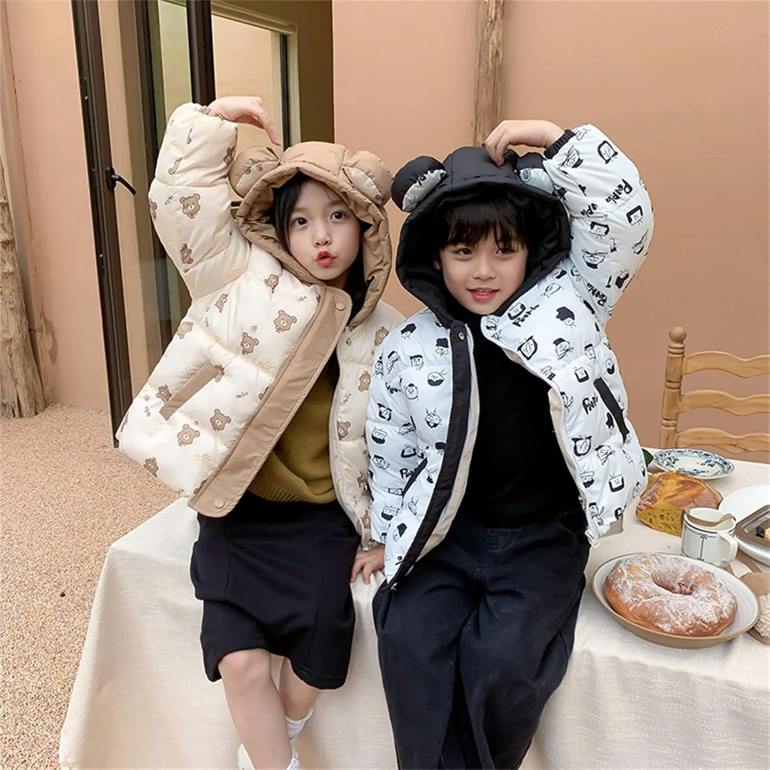 Kids Toddler Baby Girls Boys Winter Warm Thick Solid Cotton Long Sleeve Padded Jacket Coat Jacket for Kids 4