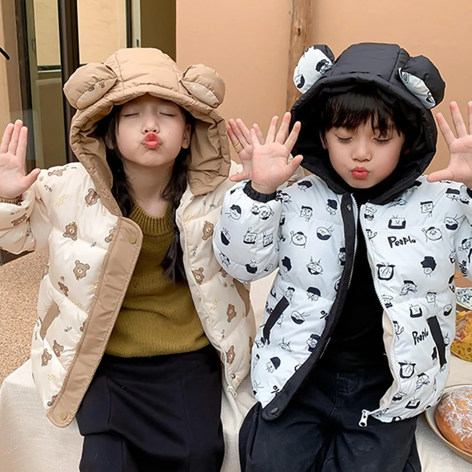 Kids Toddler Baby Girls Boys Winter Warm Thick Solid Cotton Long Sleeve Padded Jacket Coat Jacket for Kids 4
