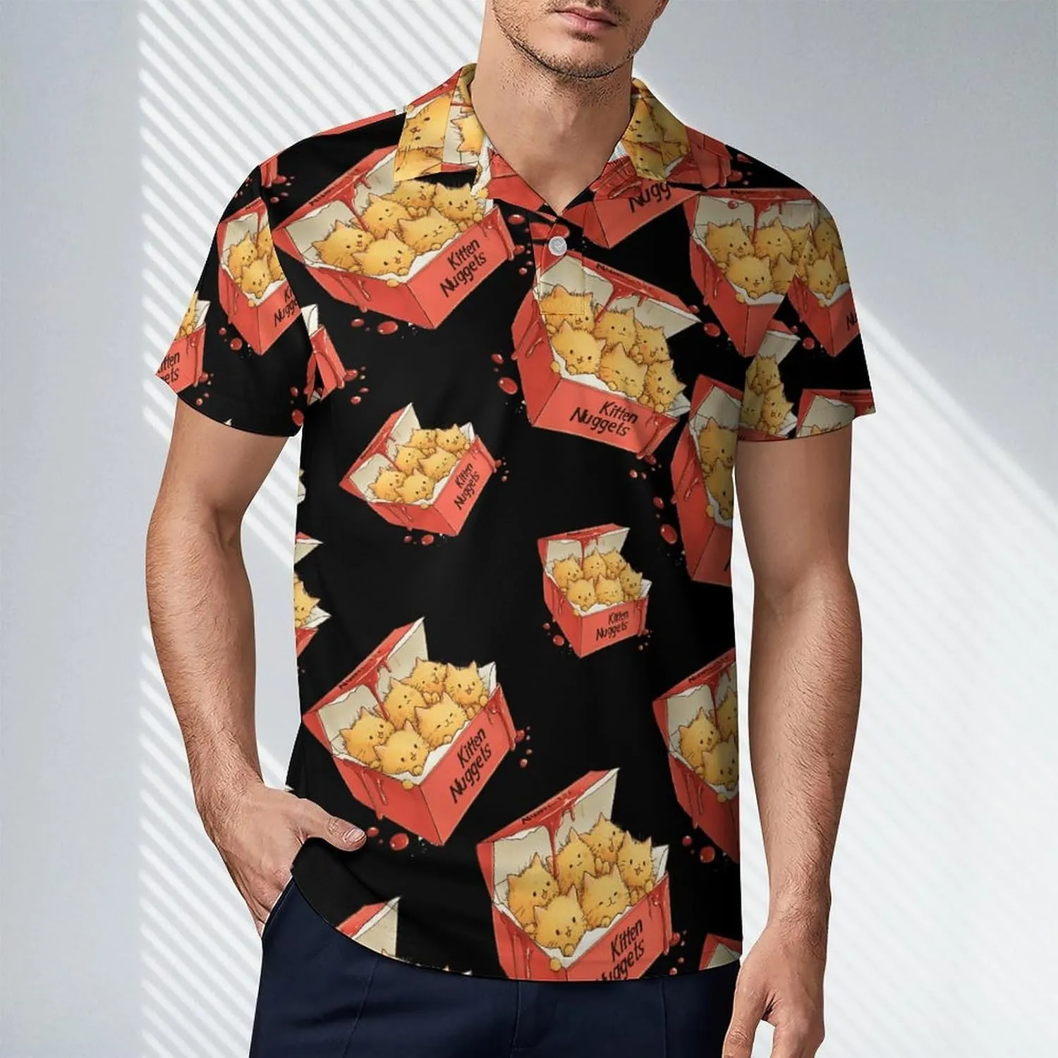 Kittens Nuggets Men's Polo-Shirt Regular-Fit Short Sleeve Sports Quick Dry Golf Tennis T-Shirt