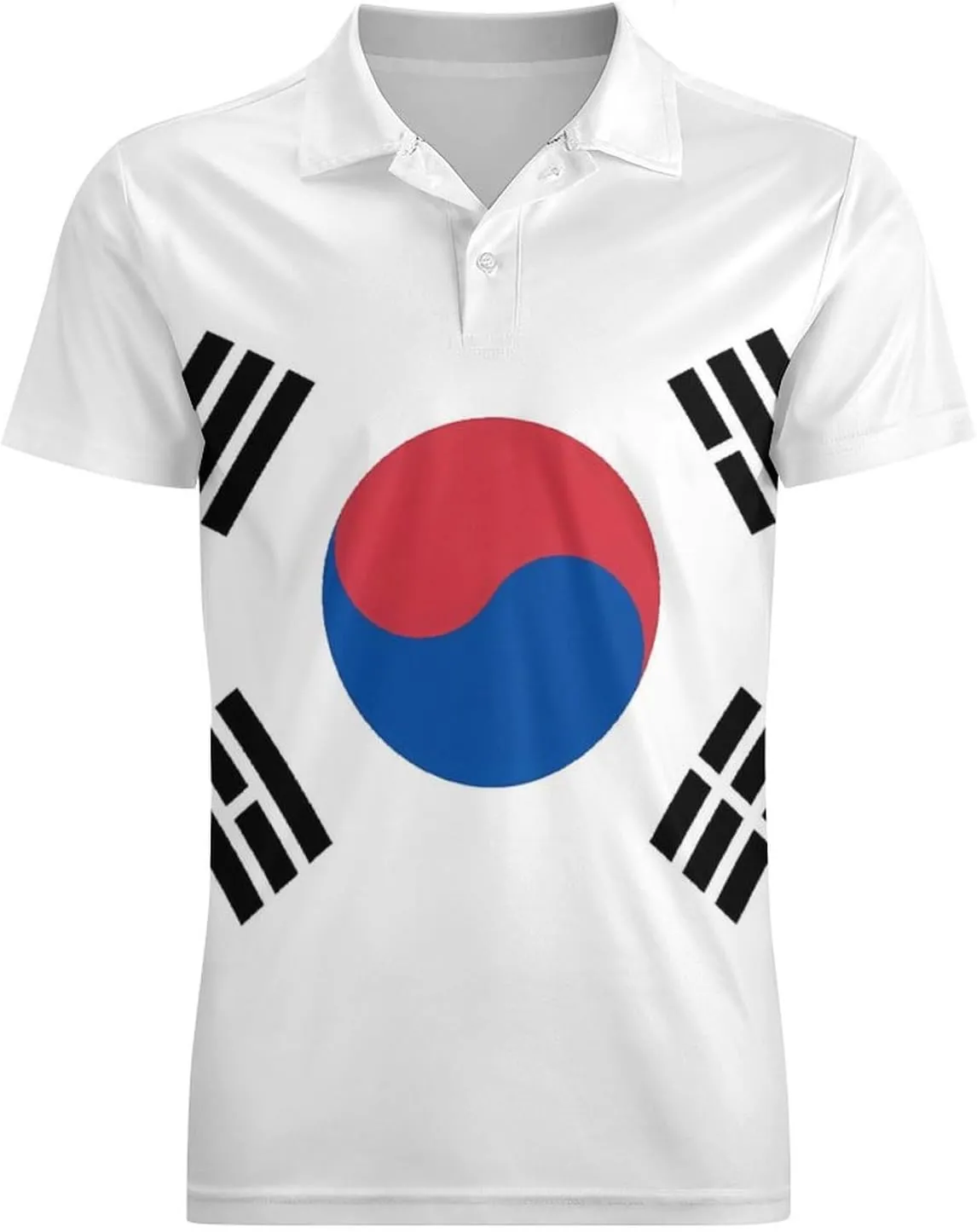 Korean Flag Men's Polo Shirt Short Sleeve Casual Athletic Quick Dry Golf T-Shirts