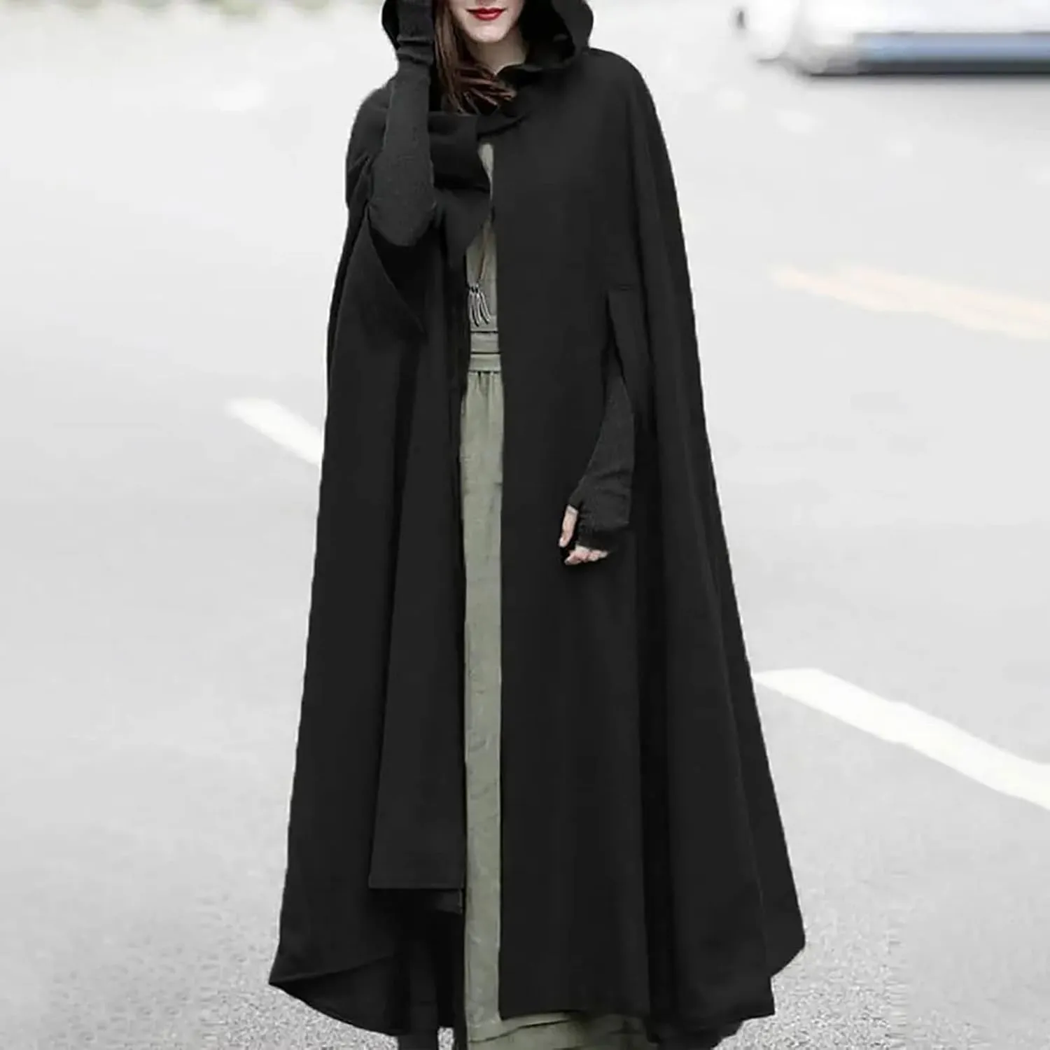 Kuluzego Womens Cardigan Front Cloak Jacket Hoods Cape Shawl Wraps Trench Coats for Women Fall Winter Cloak 2025 Fashion Y2K