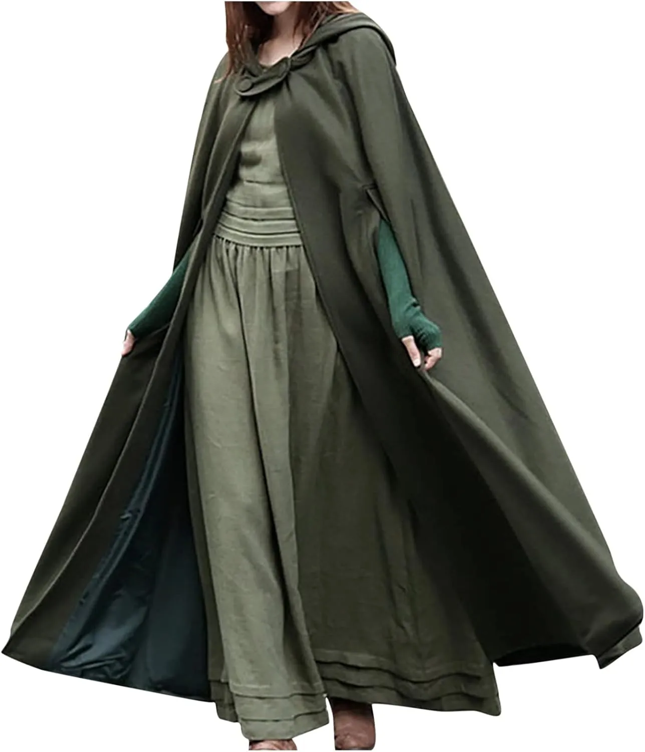 Kuluzego Womens Cardigan Front Cloak Jacket Hoods Cape Shawl Wraps Trench Coats for Women Fall Winter Cloak 2025 Fashion Y2K