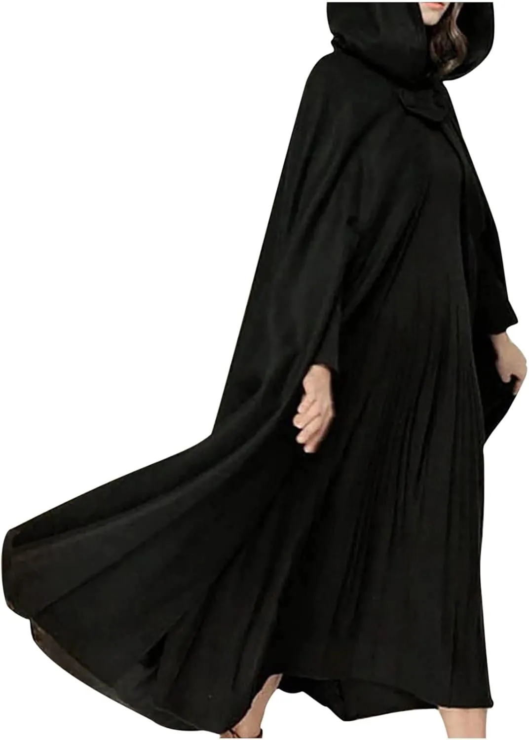 Kuluzego Womens Cardigan Front Cloak Jacket Hoods Cape Shawl Wraps Trench Coats for Women Fall Winter Cloak 2025 Fashion Y2K