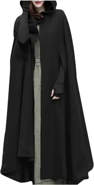 Kuluzego Womens Cardigan Front Cloak Jacket Hoods Cape Shawl Wraps Trench Coats for Women Fall Winter Cloak 2025 Fashion Y2K