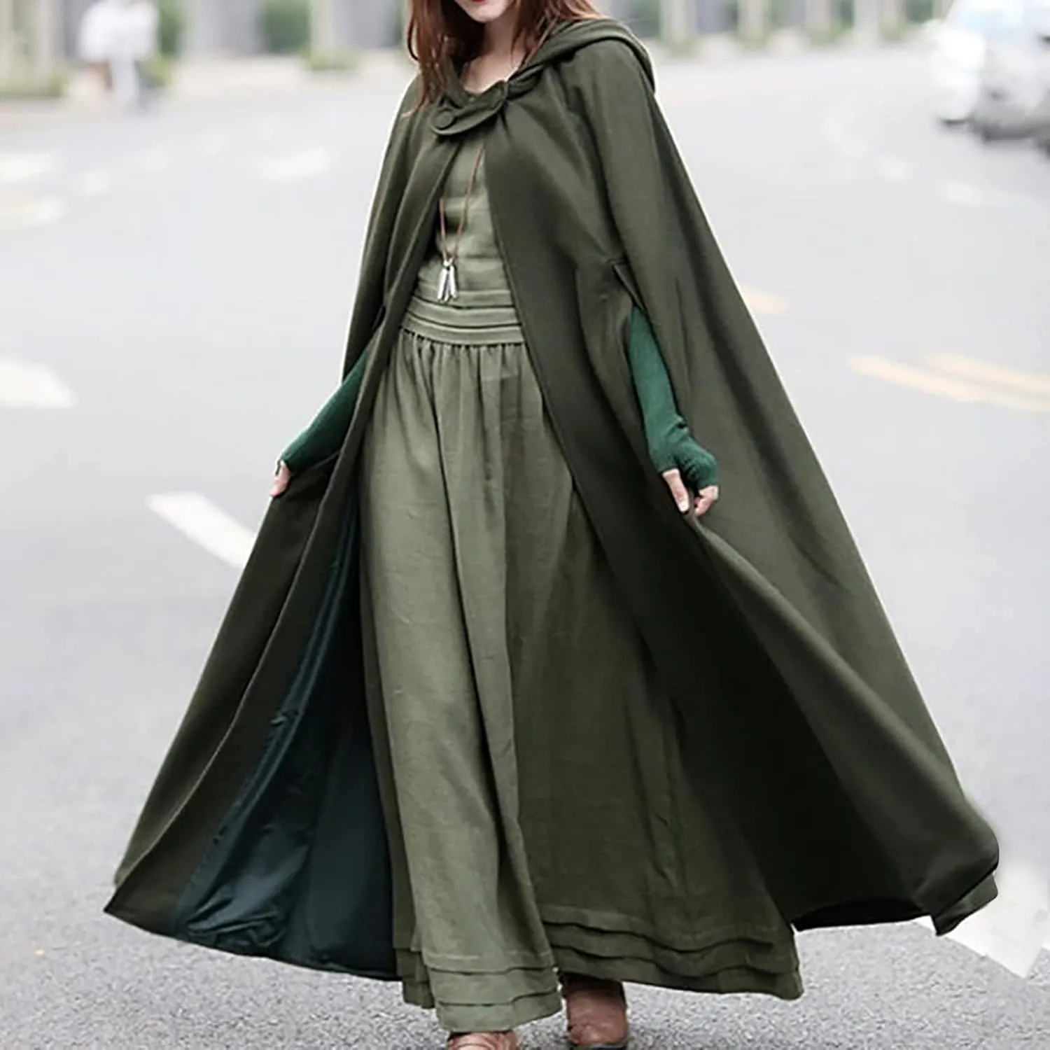 Kuluzego Womens Cardigan Front Cloak Jacket Hoods Cape Shawl Wraps Trench Coats for Women Fall Winter Cloak 2025 Fashion Y2K