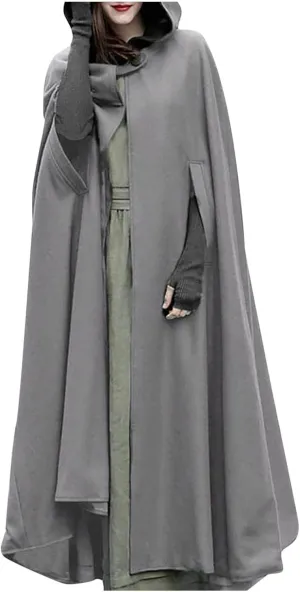 Kuluzego Womens Cardigan Front Cloak Jacket Hoods Cape Shawl Wraps Trench Coats for Women Fall Winter Cloak 2025 Fashion Y2K