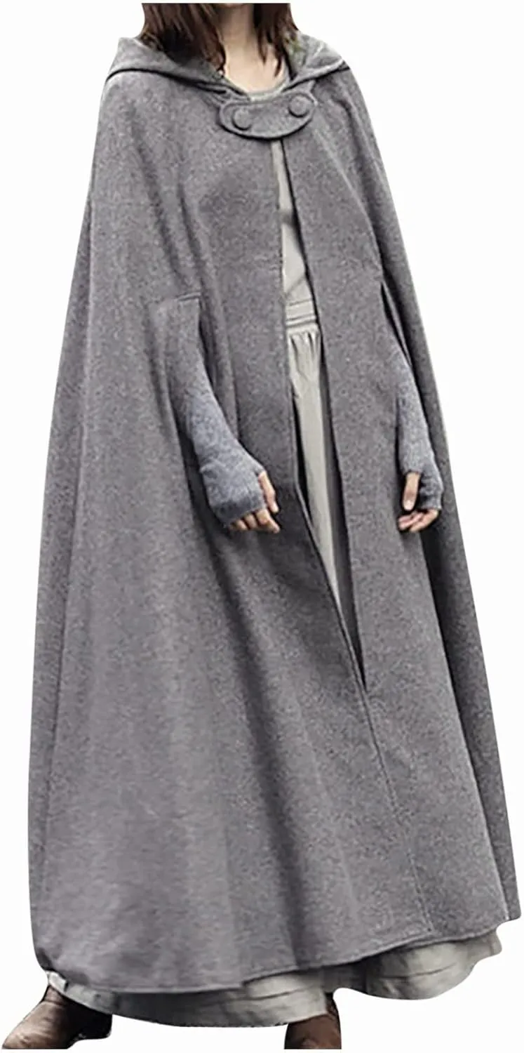 Kuluzego Womens Cardigan Front Cloak Jacket Hoods Cape Shawl Wraps Trench Coats for Women Fall Winter Cloak 2025 Fashion Y2K
