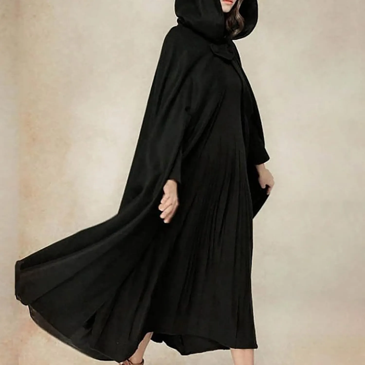 Kuluzego Womens Cardigan Front Cloak Jacket Hoods Cape Shawl Wraps Trench Coats for Women Fall Winter Cloak 2025 Fashion Y2K