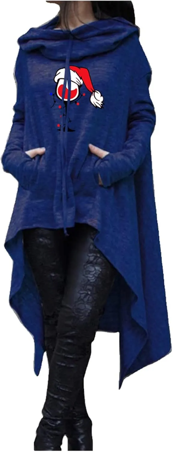 Kuluzego Womens Holiday Outfit Hoods Trench Outfits for Women Crew Neck Pleated Hooded Fall Winter Outfit 2025 T5