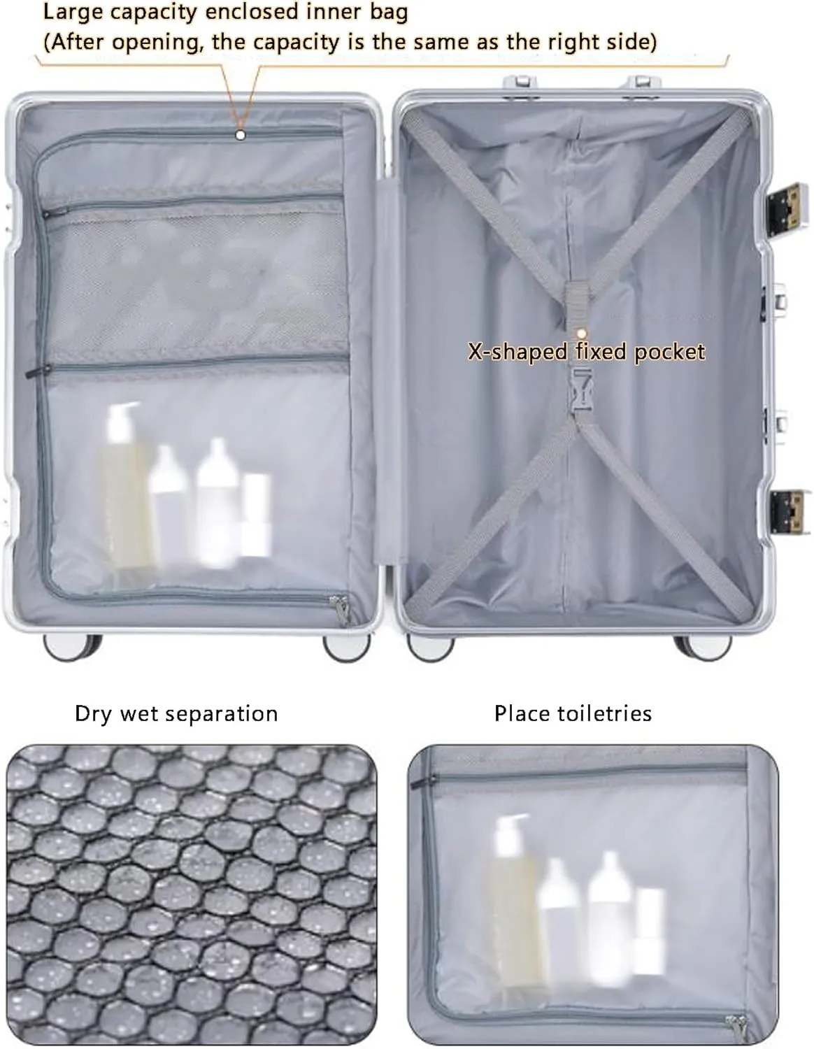 Large Suitcases with Wheels Carry on Luggage Hard Shell Suitcases with USB Charger Cup Holder TSA Password Lock,E,26in