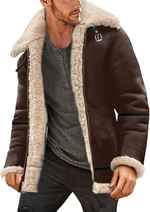LCMTWX Men's Winter Thickened Warm Coats Solid Color Lapel Long Sleeve Coat Cardigan Plush Long Coat Mens Winter Coats