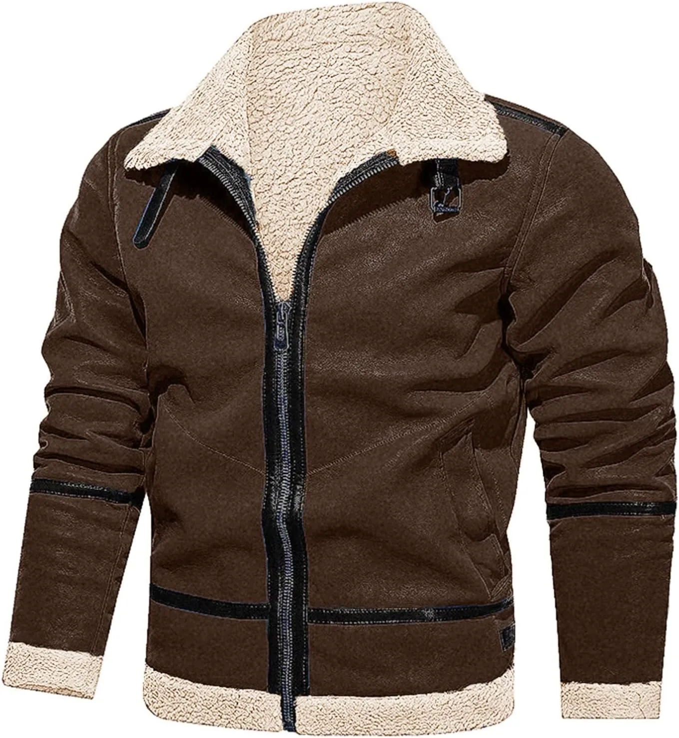 LCMTWX Men's Winter Thickened Warm Coats Solid Color Lapel Long Sleeve Coat Cardigan Plush Long Coat Mens Winter Coats