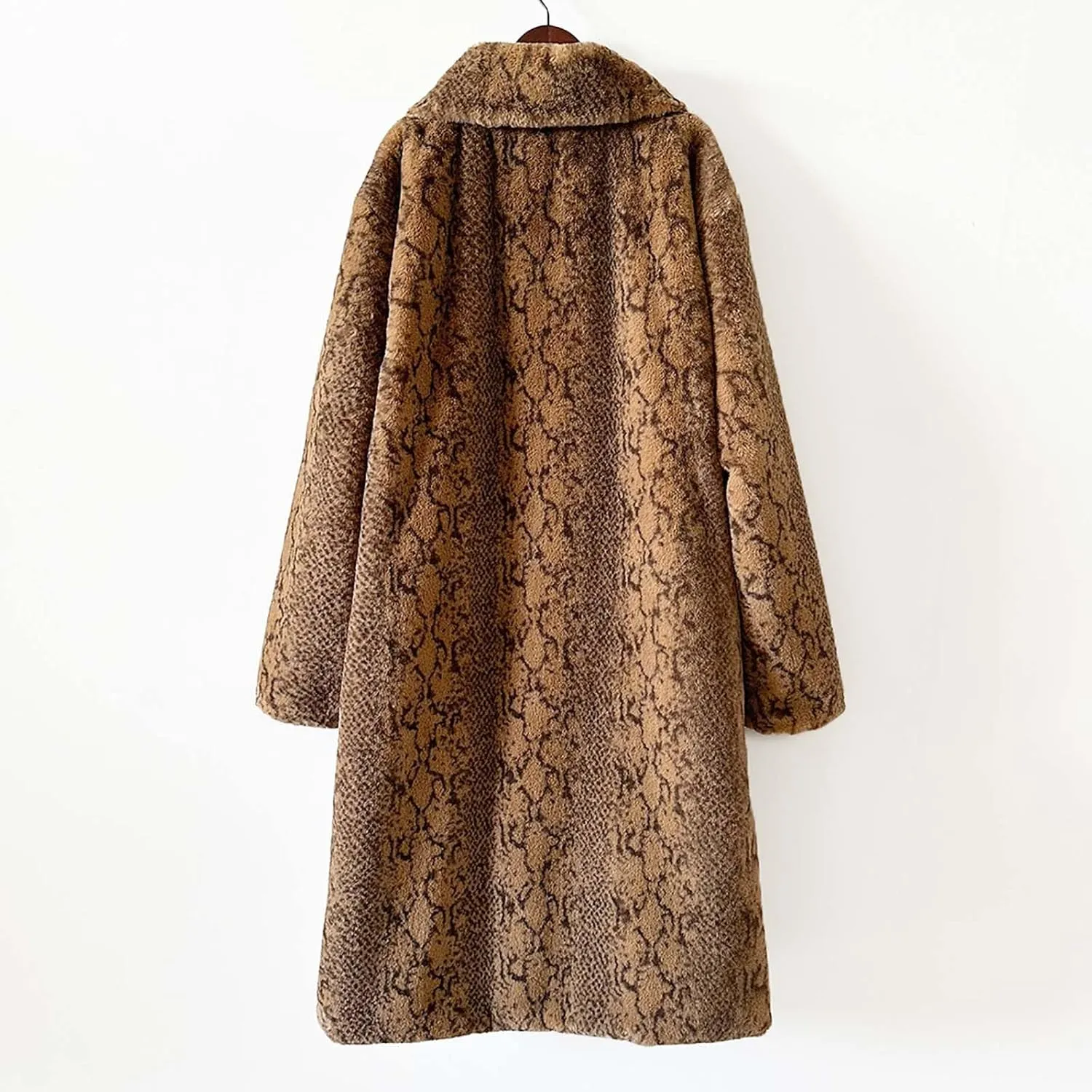 Leopard Print Cardigan for Women Winter Luxury Faux Fur Warm Coats Open Front Long Sleeve Dressy Shaggy Jackets